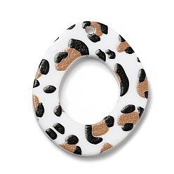 Sandy Brown Leopard Pattern Opaque Acrylic Pendants, for DIY Earring Accessories, Twist Oval, Sandy Brown, 31x26x2mm, Hole: 1.6mm