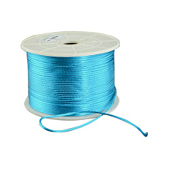 Turquoise Foncé Fil de nylon ronde, corde de satin de rattail, pour création de noeud chinois, turquoise foncé, 1mm, 100 yards / rouleau