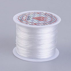 Blanc Chaîne de cristal élastique plat, fil de perles élastique, pour la fabrication de bracelets élastiques, blanc, 0.5mm, environ 49.21 yards (45m)/rouleau