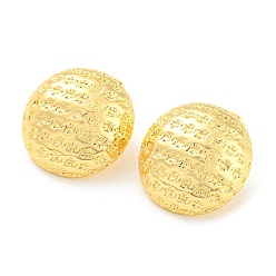 Real 18K Gold Plated Rack Plating Brass Flat Round Stud Earrings, Long-Lasting Plated, Lead Free & Cadmium Free, Real 18K Gold Plated, 22mm