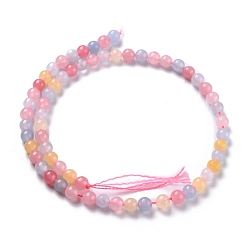 Colorful Natural White Jade Beads, Round, Dyed, Colorful, 6mm, Hole: 1mm, about 58~61pcs/strand, 37.5~38.5cm