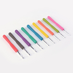 (52) Непрозрачная лаванда Алюминиевые вязальные крючки иглы, с пластиковой ручкой, разноцветные, 140x10 мм, 9 шт / коробка