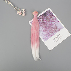 Pink Cheveux longs et raides de coiffure de poupée de fibre à haute température, pour bricolage fille bjd making accessoires, rose, 25~30 cm