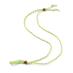 Pale Green Necklace Makings, with Wax Cord and Wood Beads, Pale Green, 28-3/8 inch(72~80cm)