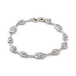 Platine Bracelets à mailles en laiton, bracelet de tennis en zircone cubique transparente, platine, 7-5/8 pouce (19.4 cm)
