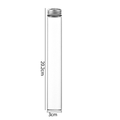 Argent Bouteilles en verre transparent conteneurs de perles, tubes de stockage de billes à vis avec capuchon en aluminium, colonne, argenterie, 3x20 cm, capacité: 110 ml (3.72 fl. oz)