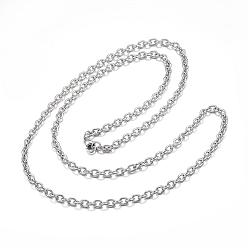 Stainless Steel Color 304 Stainless Steel Cable Chains Necklaces, with Lobster Clasp, Stainless Steel Color, 29.5 inch(75cm), 4mm