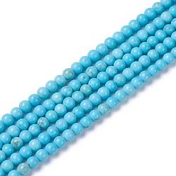 Howlite Brins de perles de magnésite naturelle, teints et chauffée, ronde, 3mm, Trou: 0.5mm, Environ 127~129 pcs/chapelet, 15.6~15.7 pouce (39.8~40.1 cm)