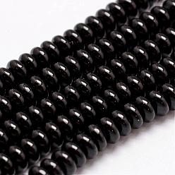 Negro Hebras de cuentas de ágata natural de, teñido, Rondana plana, negro, 10.5~11x4 mm, agujero: 1 mm, sobre 100 unidades / cadena, 14 pulgada