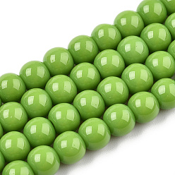 Зеленый лайм Непрозрачные сплошные цветные стеклянные бусины, круглые, зеленый лайм, 6~6.5 мм, отверстие : 1.4 мм, около 67~70 шт / нитка, 14.76 дюйм ~ 15.16 дюйм (37.5~38.5 см)