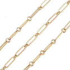 Oro 304 cadena de eslabones ovalados y anulares de acero inoxidable, sin soldar, con carrete, dorado, 15x4.5x1 mm, 5x1 mm, aproximadamente 32.81 pies (10 m) / rollo