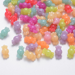 Mixed Color Imitation Jelly Acrylic Beads, Faceted, Candy, Mixed Color, 8.5x16x8.5mm, Hole: 1.8mm, about 980pcs/500g