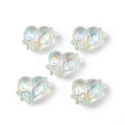 Honeydew Transparent Acrylic Beads, AB Color Plated, Heart with Star, Honeydew, 14.5x19.5x10mm, Hole: 2mm
