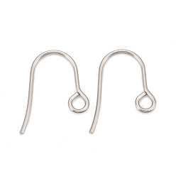 Stainless Steel Color 316 Surgical Stainless Steel Earring Hooks, Ear Wire, with Horizontal Loop, Stainless Steel Color, 15x12x0.7mm, 21 Gauge, Hole: 2mm