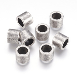 Antique Silver 304 Stainless Steel Beads, Large Hole Beads, Column, Antique Silver, 10x8mm, Hole: 6.5mm
