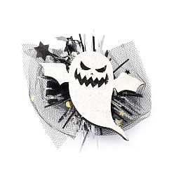 Ghost Фетровые заколки из кожи аллигатора на тему Хэллоуина, с железными зажимами и органзой, для ребенка, призрак, 76x73x18 мм