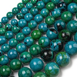 Green Gemstone Beads Strands, Synthetic Chrysocolla, Dyed & Heated, Round, Green, 10~20mm, Hole: 1~2mm