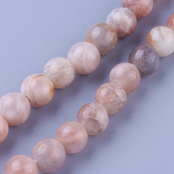 Sunstone Natural Sunstone Beads Strands, Round, 10mm, Hole: 2mm, about 38pcs/strand, 15.7 inch(40cm)