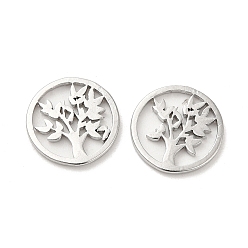 Stainless Steel Color 304 Stainless Steel Tree of Life Charms, Stainless Steel Color, 11x1mm