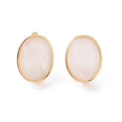 Real 18K Gold Plated Rack Plating Brass Hoop Earring Findings with Latch Back Closure, with Shell and Vertical Loops, Oval, Cadmium Free & Lead Free, Long-Lasting Plated, Real 18K Gold Plated, 18x14x11.5mm, Hole: 1.4mm, Pin: 1mm
