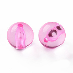 Rose Nacré Perles acryliques transparentes, ronde, perle rose, 16x15mm, Trou: 2.8mm, environ220 pcs / 500 g