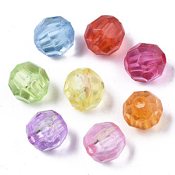 Mixed Color Transparent AS Plastic Beads, Faceted, Round, Mixed Color, 8mm, Hole: 1.2mm, about 2000pcs/500g