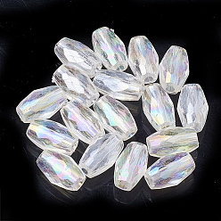 Clear AB Transparent Acrylic Beads, AB Color Plated, Faceted, Oval, Clear AB, 10x6x5mm, Hole: 1.5mm, about 2700pcs/500g
