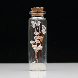 Хрусталь Стеклянные бутылки желая украшения, с кристаллами кварца внутри и пробковой пробкой, 22x74 мм