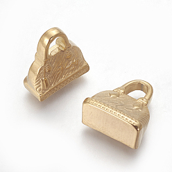Oro Colgantes de acero inoxidable al vacío 304, bolso, dorado, 15x14x7 mm, agujero: 4x4.5 mm