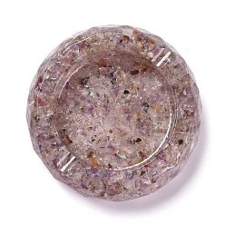 Other Quartz Resin with Natural Other Quartz Chip Stones Ashtray, Home OFFice Tabletop Decoration, Flat Round, 98x24mm, Inner Diameter: 67mm