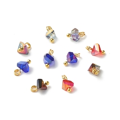 FireBrick Electroplate Glass Charms, with Brass Ball Head Pins, Triangle, FireBrick, 8x6x4.5mm, Hole: 1.8mm