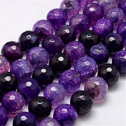 Indigo Natural Agate Bead Strands, Dyed, Faceted, Round, Indigo, 12mm, Hole: 1.5mm, about 30~32pcs/strand, 14 inch