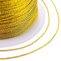 Золотистый Полиэфирная плетеная металлическая нить, для изготовления и вышивки плетеных браслетов своими руками, золотые, 0.4 мм, 6 -ply, около 54.68 ярдов (50 м) / рулон
