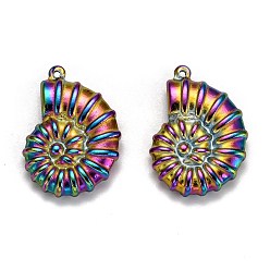 Rainbow Color Ion Plating(IP) 304 Stainless Steel Pendants, Conch Shape, Rainbow Color, 21x15x4mm, Hole: 1mm