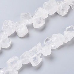 Quartz Crystal Natural Quartz Crystal Beads Strands, Top Drilled Beads, Rough Raw Stone, Nuggets, 7~15x12~22x5~13mm, Hole: 1.2mm, about 20~21pcs/strand, 7.48 inch~7.87  inch(19~20cm)