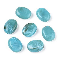 Turquoise Foncé Perles acryliques ovale imitation de pierres précieuses, turquoise foncé, 19x15x7mm, Trou: 2mm, environ330 pcs / 500 g