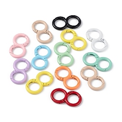 Mixed Color Spray Painted Alloy Spring Gate Rings, Double Round, Mixed Color, 7 Gauge, 36x19.5x3.5mm, Hole: 12.5mm