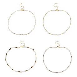 Mixed Stone Natual Gemstone & Rainbow Moonstone Beaded Necklace for Women, 15.35 inch(39cm)