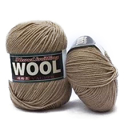 Dark Khaki Polyester & Wool Yarn for Sweater Hat, 4-Strands Wool Threads for Knitting Crochet Supplies, Dark Khaki, about 100g/roll