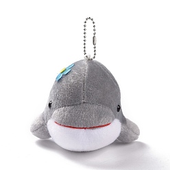 Серый Pp хлопок мини-животное плюшевые игрушки кулон дельфин украшения, с шариковой цепью, серые, 131 мм