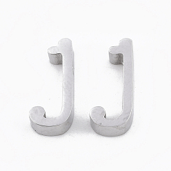 Letter J 304 Stainless Steel Pendants, Stainless Steel Color, Letter, Letter.J, 13x6x3mm, Hole: 1.8mm
