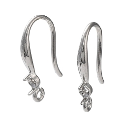 Stainless Steel Color 304 Stainless Steel Earring Hooks, for Half Drilled Beads, Stainless Steel Color, 17x11mm, Hole: 1.2mm, Fit for 3x1mm Rhinestone