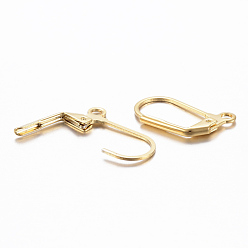 Golden 304 Stainless Steel Leverback Earring Findings, with Loop, Golden, 17x10.5x2mm, Hole: 2mm