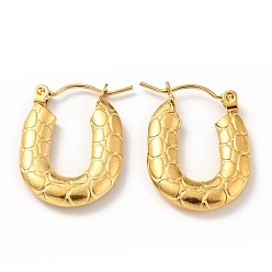 Золотой Ионное покрытие (ip) 304 прямоугольные массивные серьги-кольца из нержавеющей стали для женщин, золотые, 22x17x3 мм, штифты : 0.8 мм