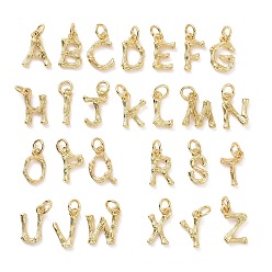 Letter A~Z Латунные подвески, с целью перехода в кольце, золотые, буквенное очарование, Письмо ~ Z, 12x3~11x2 мм, отверстие : 3 мм