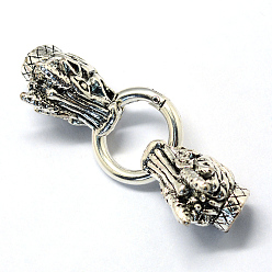 Античное Серебро Легкосплавные пружинные кольца, уплотнительные кольца, с мозг заканчивается, дракон, античное серебро, 6 датчик, 71 мм