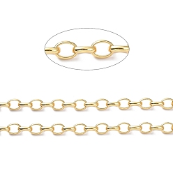 Real 18K Gold Plated Brass Cable Chain, with Spool, Soldered, Real 18K Gold Plated, 12x3x9mm
