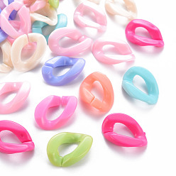 Mixed Color Opaque Acrylic Linking Rings, Quick Link Connectors, For Jewelry Curb Chains Making, Twist, Mixed Color, 23x16x5.5mm, Inner Diameter: 6x13mm, about 580pcs/500g