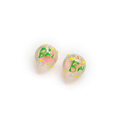 Word Transparent Acrylic Bead, Bead in Bead, Round, Word, 16mm