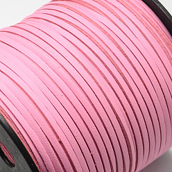 Бледно-Розовый Шнуры из искусственной замши, искусственная замшевая кружева, одна сторона покрытия с искусственной кожи, розовый жемчуг, 2.7x1.4 мм, около 98.42 ярдов (90 м) / рулон